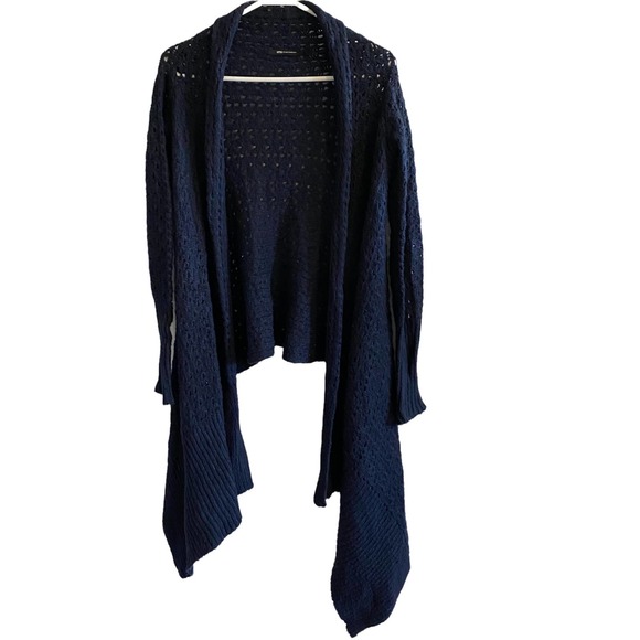 uma/Racquel Davidowicz Open Waterfall Navy Blue Cardigan Size Medium - Picture 1 of 4